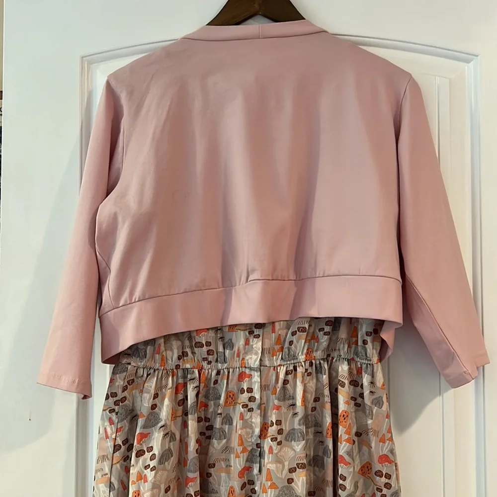 Retrolicious Mushroom Pocketed Dress With Pink Wrap Cardigan - Picture 15 of 15